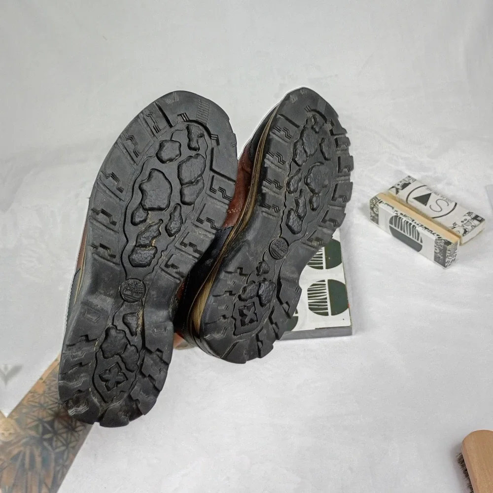 Timberland Kids Brown Leather Hiking‎ Boots Mid Top Lace Up 22913 Size 4.5Y